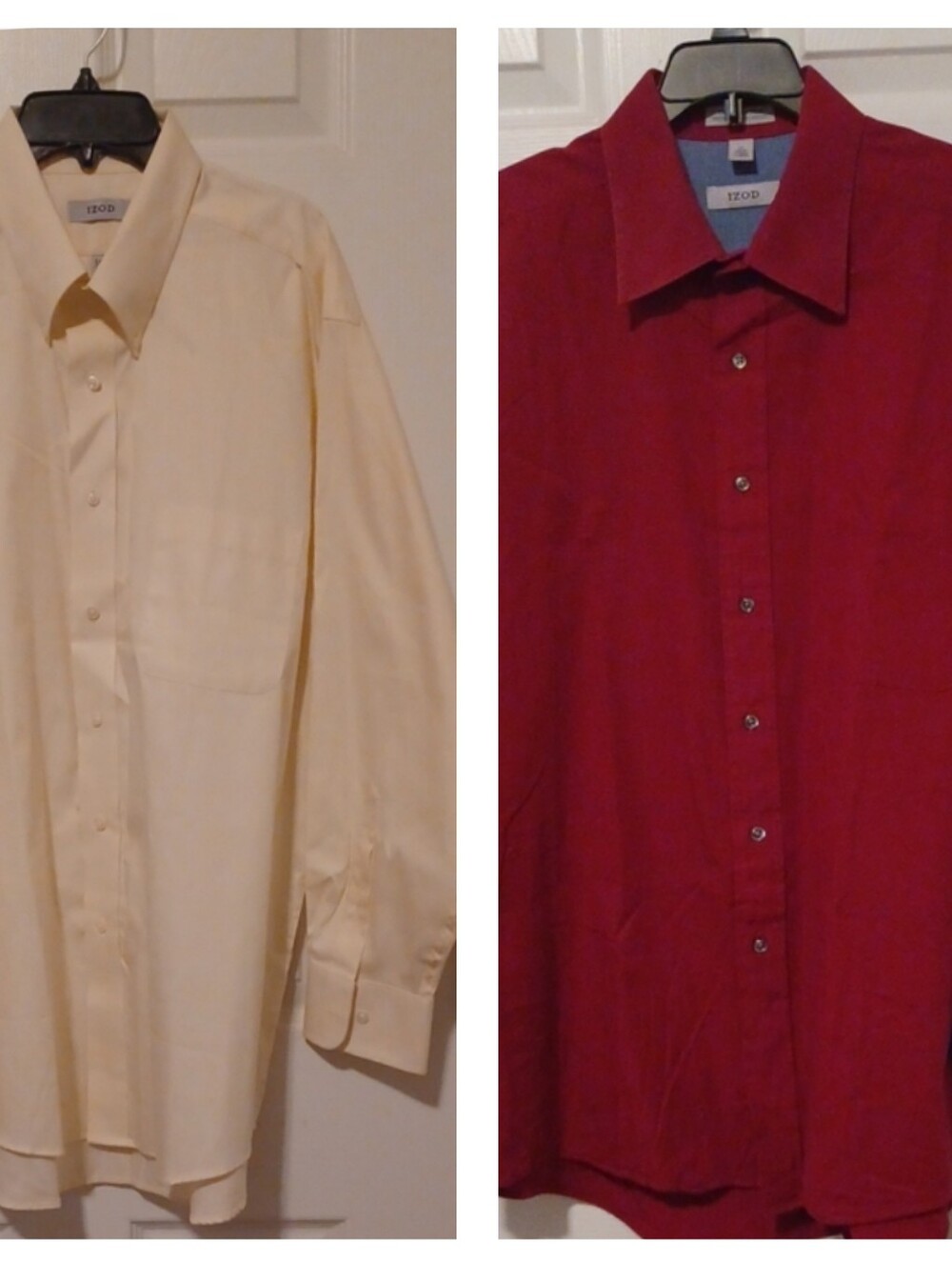 Izod Men's Maroon Long-Sleeve Button-Down Shirt And Cream Shirt Size XL